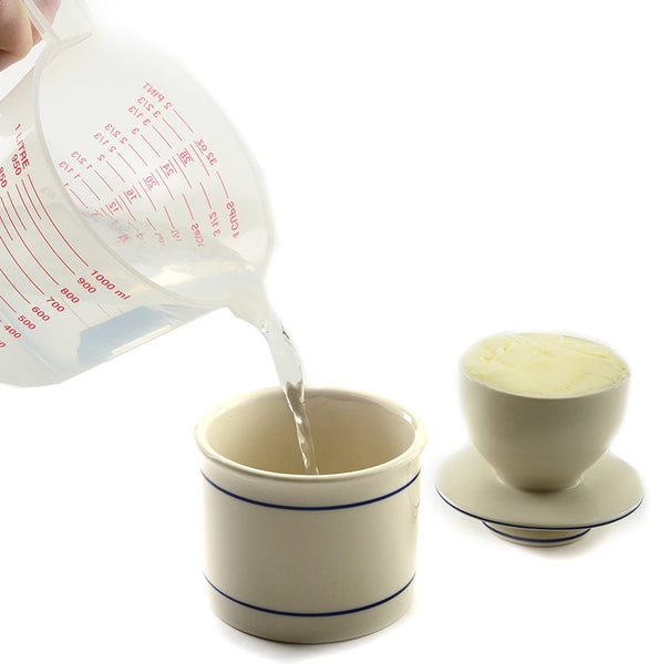 Norpro Glazed Stoneware Butter Keeper,White