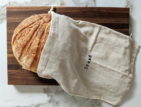Set of 2 Extra Large Farmhouse Natural Linen 12"X15" Artisan Boule Bread Bags, Reusable Drawstring Bag for Homemade Bread Storage, Perfect for Bakers, House Warming, Now in Natural or Black Color!