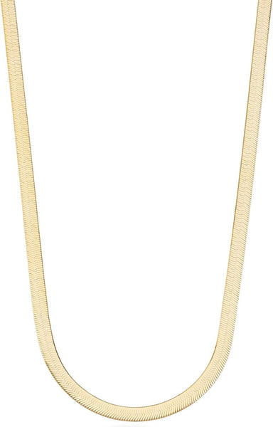 Italian 925 Sterling Silver, 18K Gold Plated Herringbone Necklace