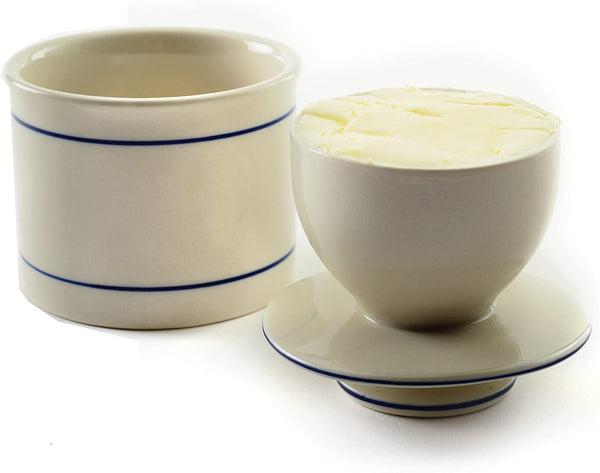 Norpro Glazed Stoneware Butter Keeper,White