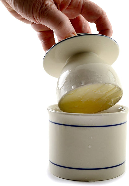 Norpro Glazed Stoneware Butter Keeper,White